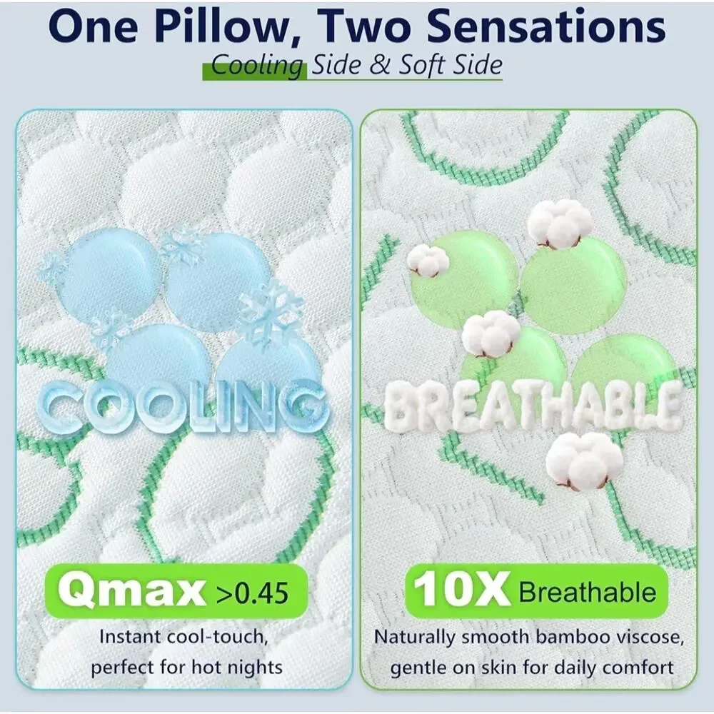 Shredded Memory Foam Pillow, Cooling King Size Adjustable Firm Bamboo Pillow
